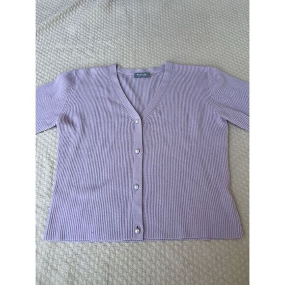 Ravella Valentina Cashmere Cardigan Lavender Lilac Womens Size XL Pearl Buttons - Picture 3 of 16